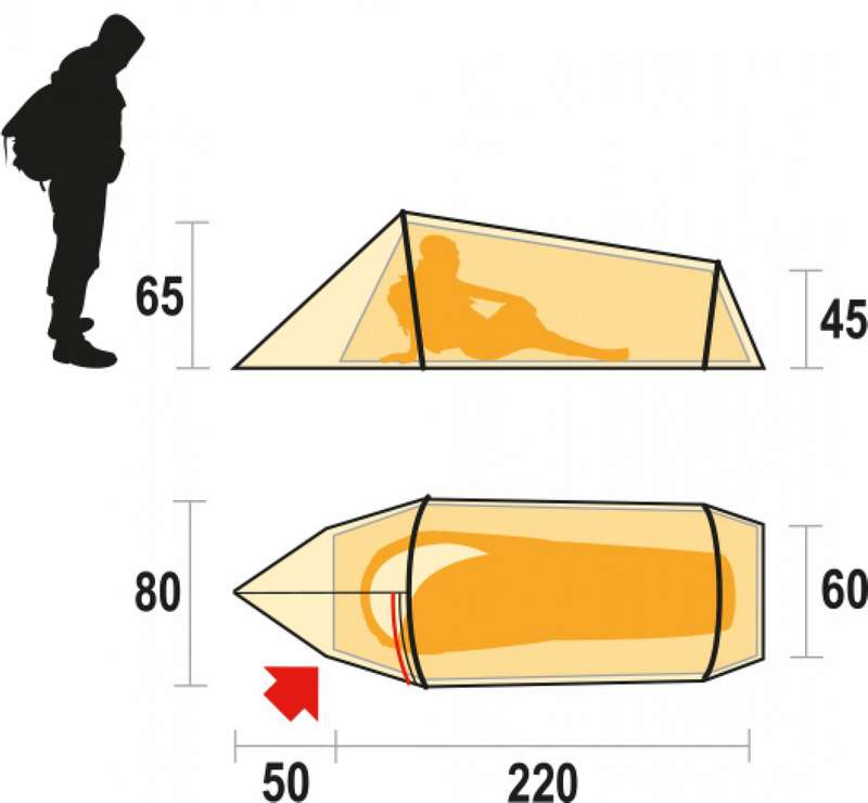 Dimensions de la tente 3 saisons pour 1 personnes Sling 1 Ferrino